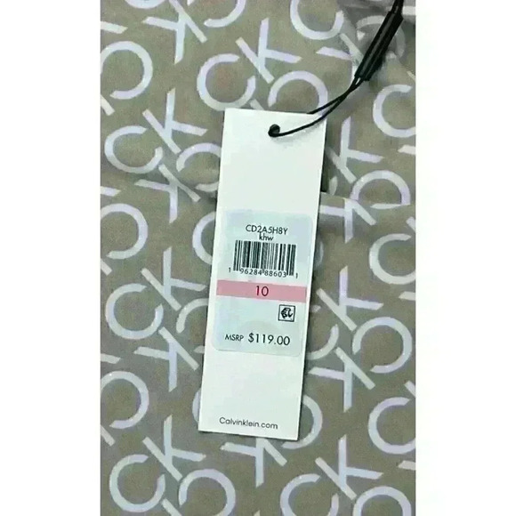 NEW! Calvin Klein Women's Size 10 Logo-Print Tie Waist Shirt Dress NWT $119 - Picture 3 of 3